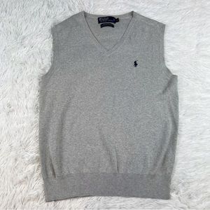 Polo Ralph Lauren sleeveless 100% Pima cotton v Neck sweater vest in grey